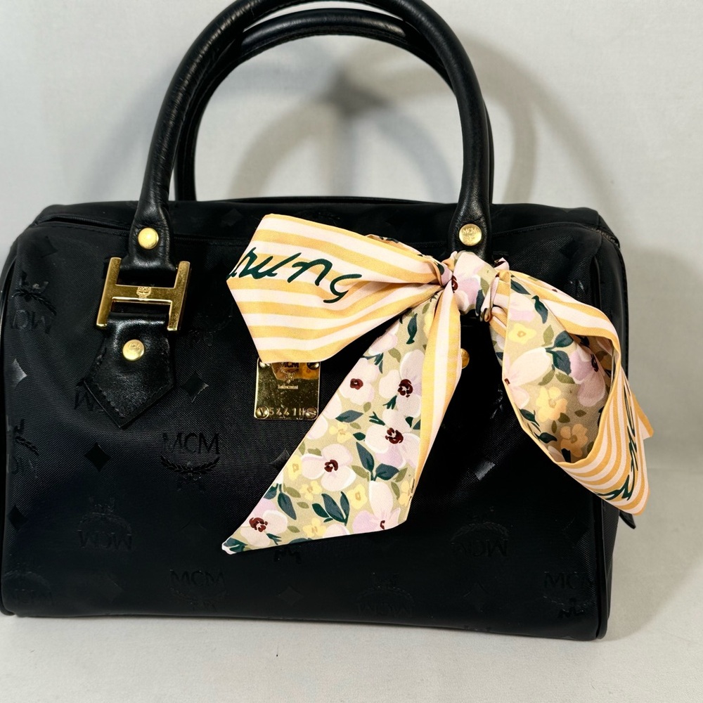 MCM Boston Black monogram canvas‎ EUC